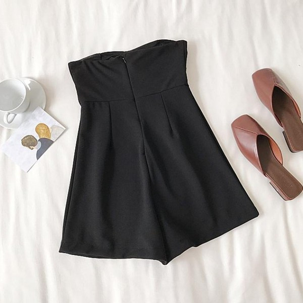 Salopeta de dama eleganta fara bretele de culoare neagra