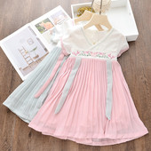 Rochie casual pentru copii pentru fete in albastru si roz