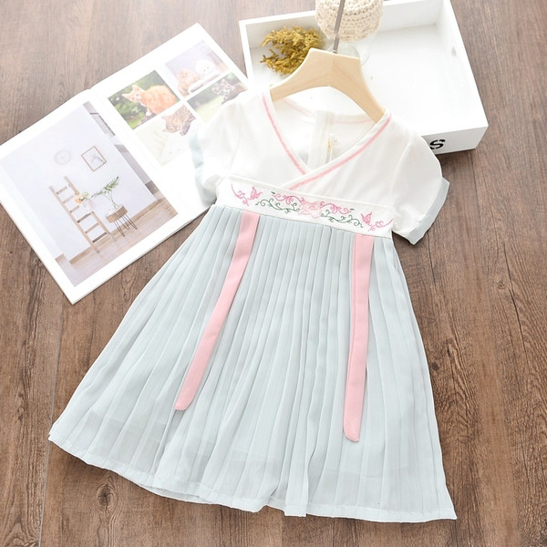 Rochie casual pentru copii pentru fete in albastru si roz