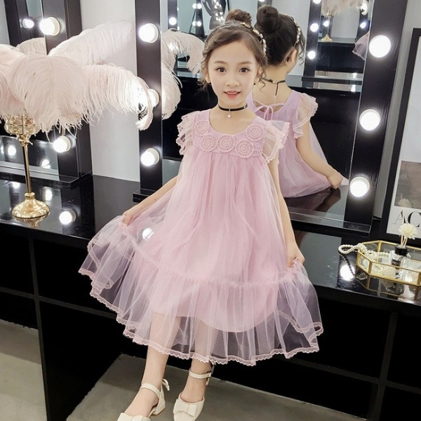 Stílusos gyerekruha rózsaszín és kék tüllrel