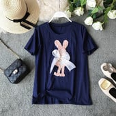 Modern női póló rövid ujjú, szalagdíszítéssel