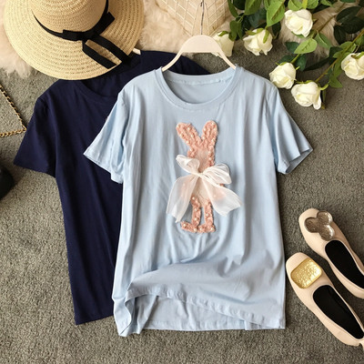 Modern női póló rövid ujjú, szalagdíszítéssel