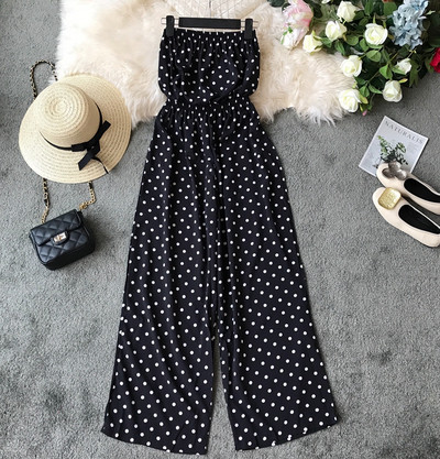 Nappali női hosszú, pöttyös kombiné