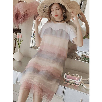 Rochie elegantă de damă, cu mâneci scurte și tul