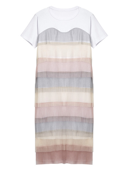 Rochie elegantă de damă, cu mâneci scurte și tul