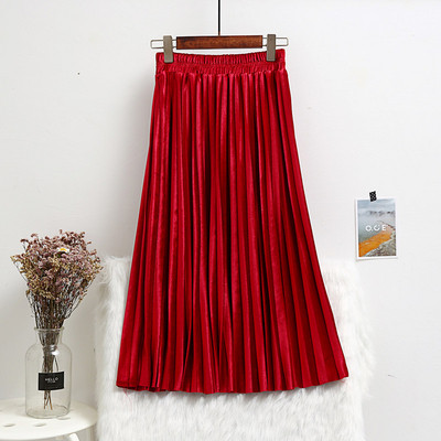 Stílusos női redős szoknya gumírozott derékkal, több színben