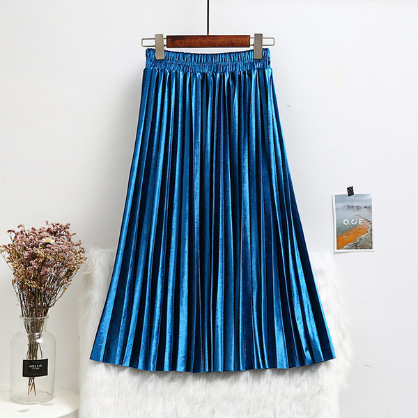 Stílusos női redős szoknya gumírozott derékkal, több színben