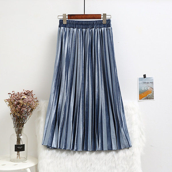 Stílusos női redős szoknya gumírozott derékkal, több színben