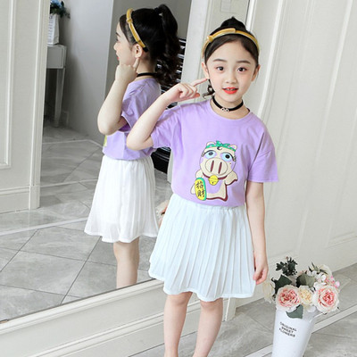 Παιδικό σετ για κορίτσια σε τρία χρώματα από δύο μέρη - T-shirt και φούστα