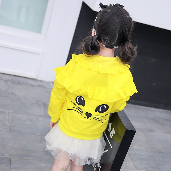 Gyermek tavaszi kabát lányoknak három színben rátéttel