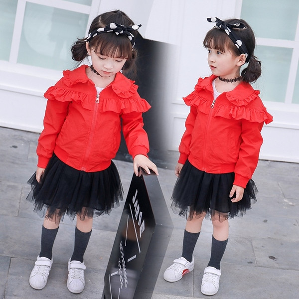 Gyermek tavaszi kabát lányoknak három színben rátéttel