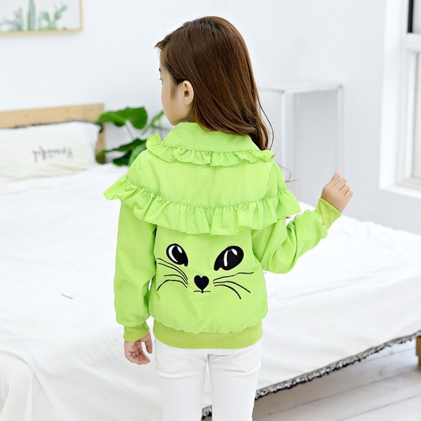 Gyermek tavaszi kabát lányoknak három színben rátéttel