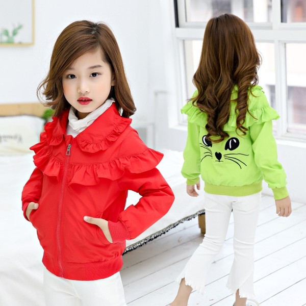 Gyermek tavaszi kabát lányoknak három színben rátéttel