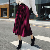 Stílusos női hajtogatott szoknya magas elasztikus derékkal, több színben