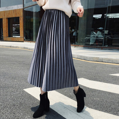 Stílusos női hajtogatott szoknya magas elasztikus derékkal, több színben