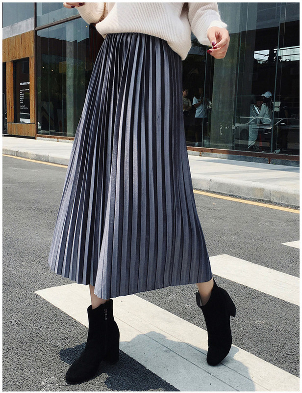 Stílusos női hajtogatott szoknya magas elasztikus derékkal, több színben