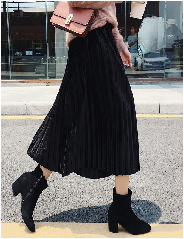 Stílusos női hajtogatott szoknya magas elasztikus derékkal, több színben