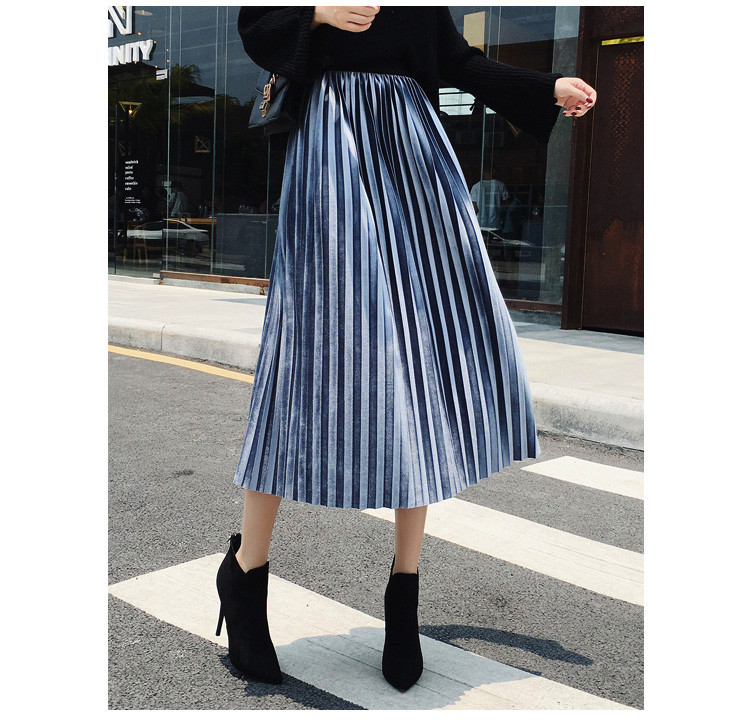 Stílusos női hajtogatott szoknya magas elasztikus derékkal, több színben