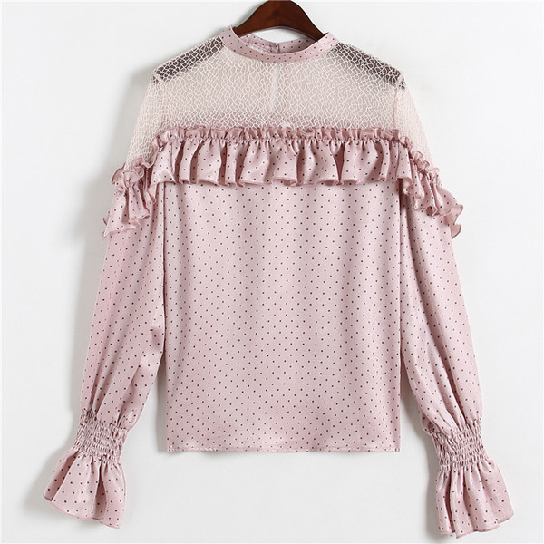 Modern női pöttyös ing két színben - fehér és rózsaszín