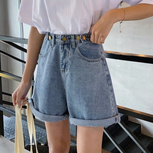 Lezser farmer rövidnadrág magas derékkal – széles modellel