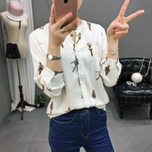 Cămașă modernă de damă cu imprimeu în două culori