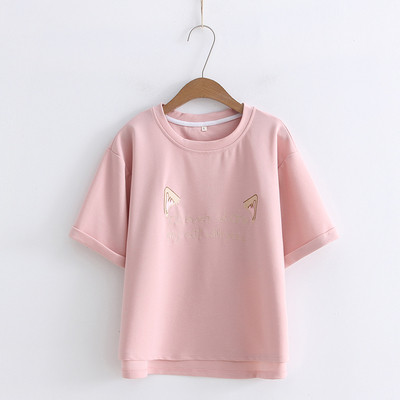 Modern női póló fehér és rózsaszín rátéttel