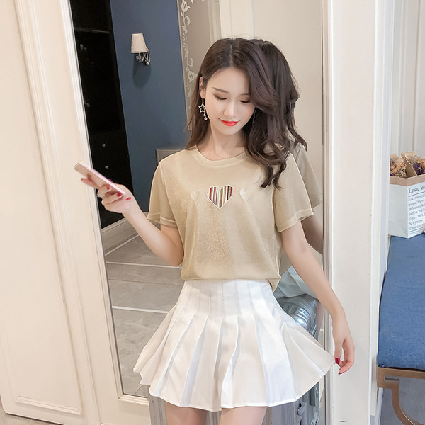 Modern női póló négy színben, rátéttel