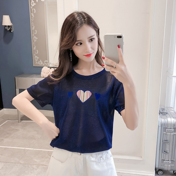 Modern női póló négy színben, rátéttel