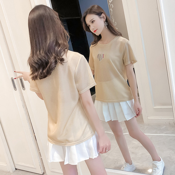 Modern női póló négy színben, rátéttel