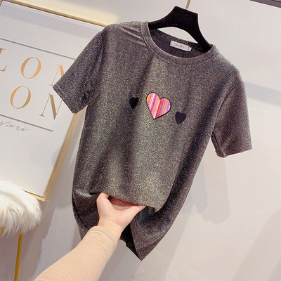 Stílusos női póló rátéttel, négy színben