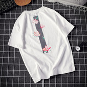 Férfi modern póló két színben rátéttel és O-nyakkal