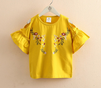 Модерна детска блуза в бял и жълт цвят за момичета