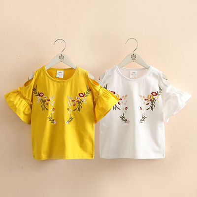 Μοντέρνα παιδική μπλούζα σε λευκό και κίτρινο χρώμα για κορίτσια