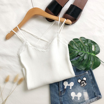 Modern női felső több színben, vékony pántokkal, csipkével