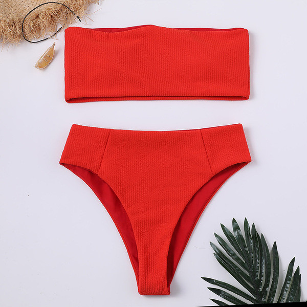 Costum de baie elegant din două piese cu pantaloni cu talie înaltă în mai multe culori