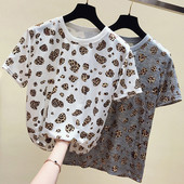 Tricou casual dama cu model leopard si decolteu O