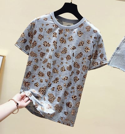 Tricou casual dama cu model leopard si decolteu O