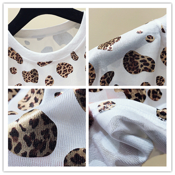 Tricou casual dama cu model leopard si decolteu O