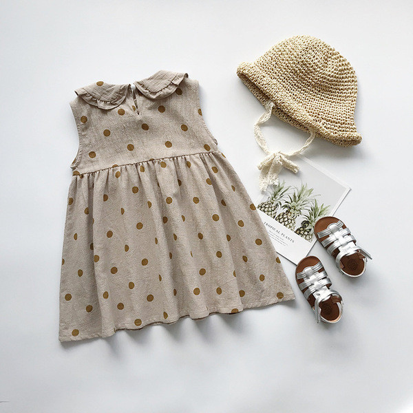 Rochie decupata pentru copii de culoare maro pentru fete