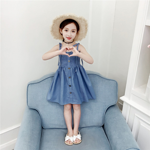 Rochie decupata fara bretele in albastru pentru fete