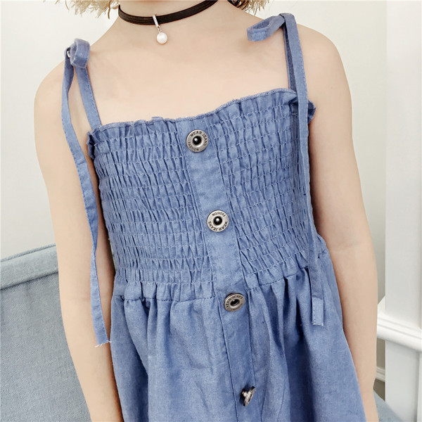 Rochie decupata fara bretele in albastru pentru fete