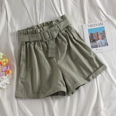 Κομψά γυναικεία σορτς με ζώνη σε διάφορα χρώματα - ευρύ μοτίβο