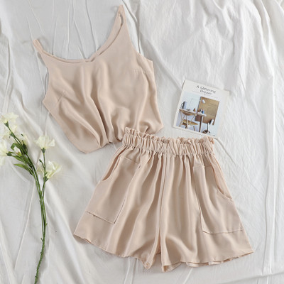 Set de femei de zi cu zi din două părți - maiou și pantaloni scurți în mai multe culori