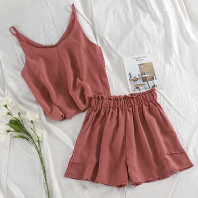 Set de femei de zi cu zi din două părți - maiou și pantaloni scurți în mai multe culori