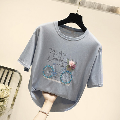 Tricou casual dama cu aplicatie in mai multe culori