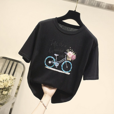 Tricou casual dama cu aplicatie in mai multe culori