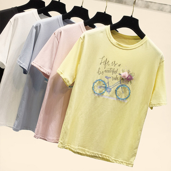 Tricou casual dama cu aplicatie in mai multe culori