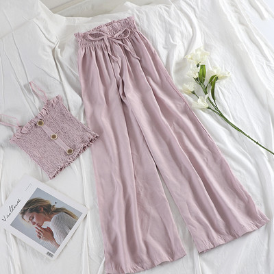 Σύγχρονο γυναικείο σετ -αμάνικο και φαρδιά παντελόνια σε διάφορα χρώματα