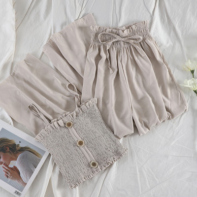 Σύγχρονο γυναικείο σετ -αμάνικο και φαρδιά παντελόνια σε διάφορα χρώματα