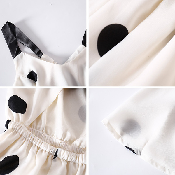 Lezser női pöttyös ruha fehér és fekete színben